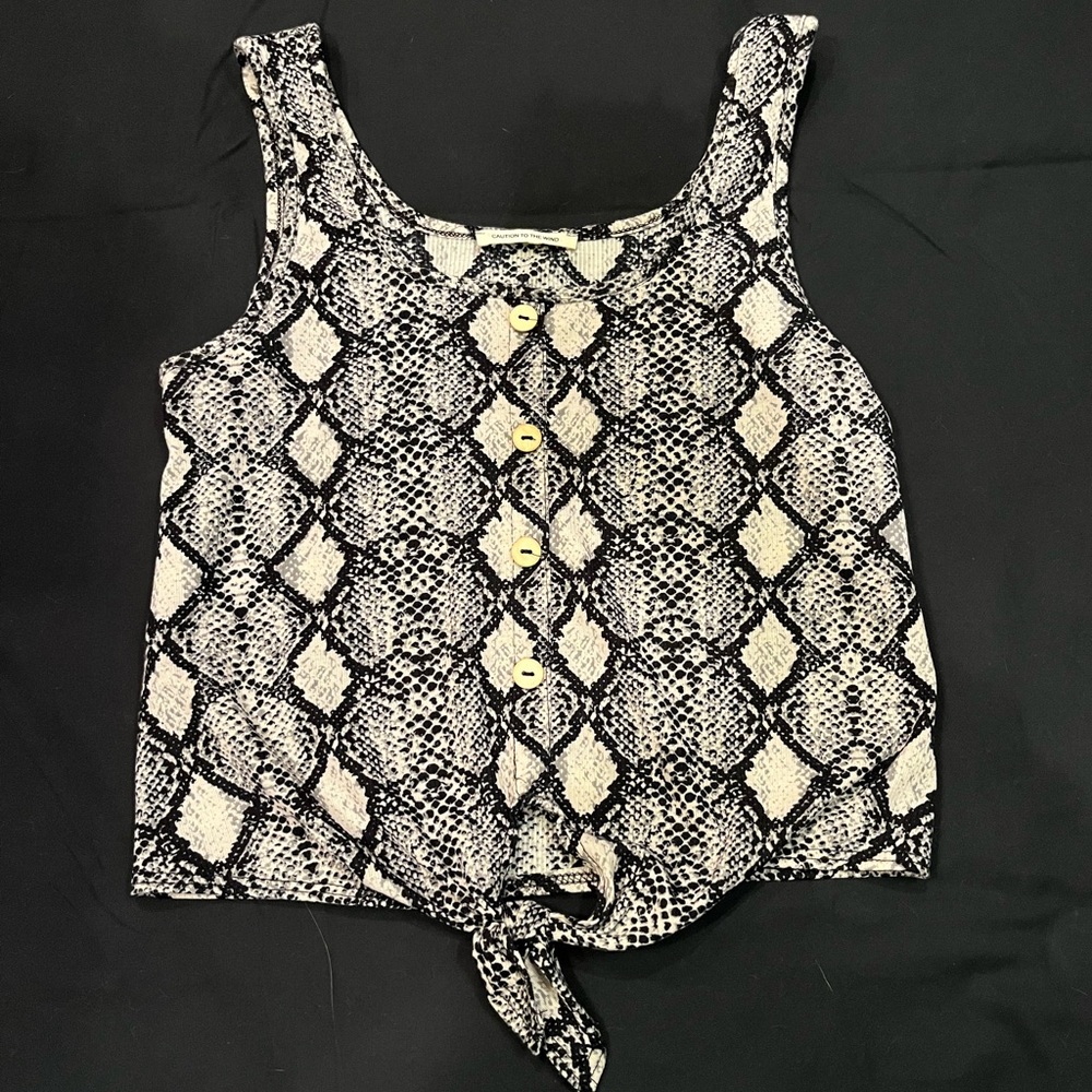 Snake print cropped tank top